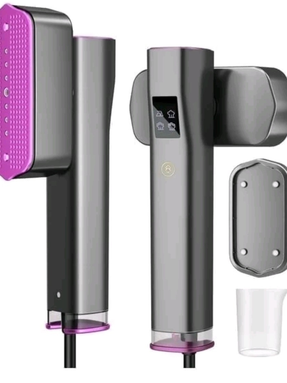 Handheld Fabric Steamer - Gray with Pink Accents